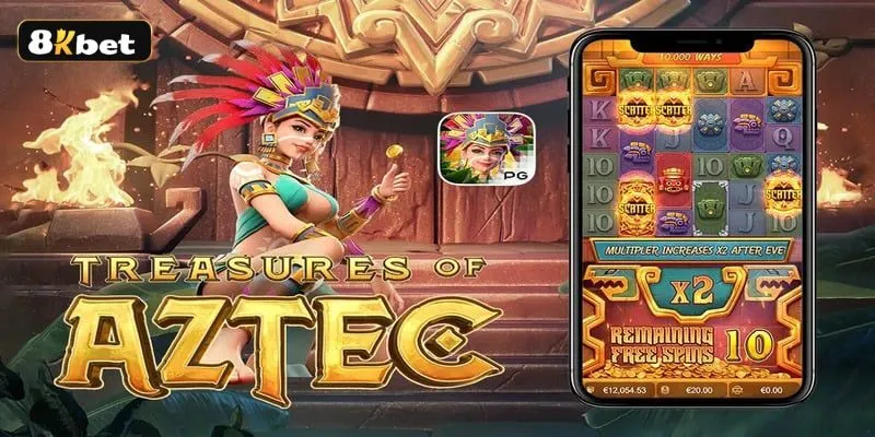 Giao diện huyền bí của trò chơi Nổ hũ Kho báu Aztec với đồ họa 3D sắc nét